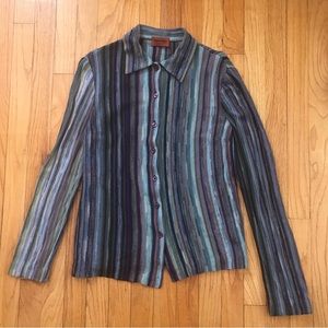 Missoni Wool/Silk Stripe Button Down Shirt